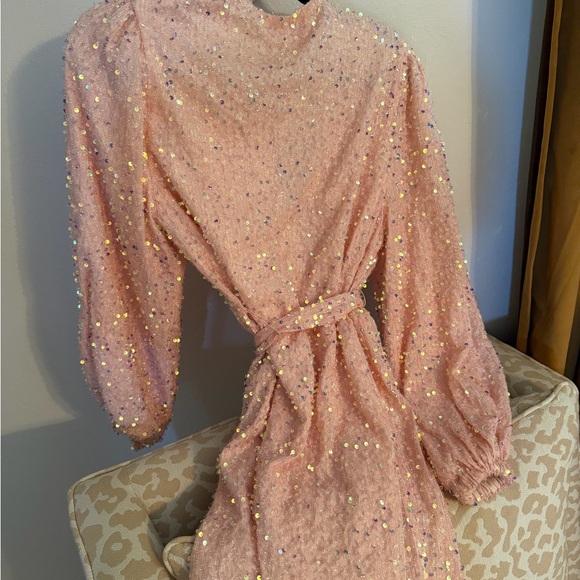 Buddy Love Pink Sequin Wrap Dress - Picture 3 of 6